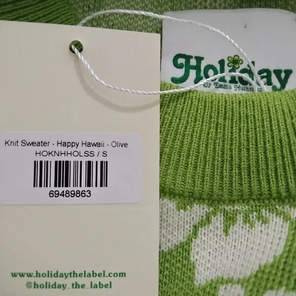 Holiday the Label Happy Hawaii Knit Sweater in Olive Small - Picture 6 of 6